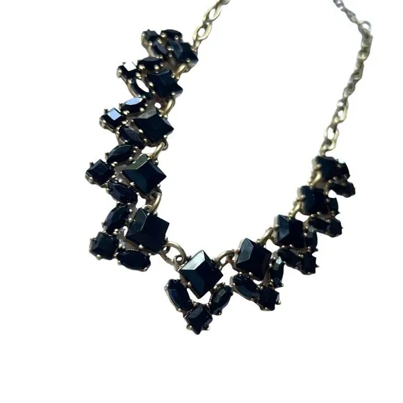 J Crew Gold Black Crystal Adjustable Statement Necklace - Picture 12 of 12